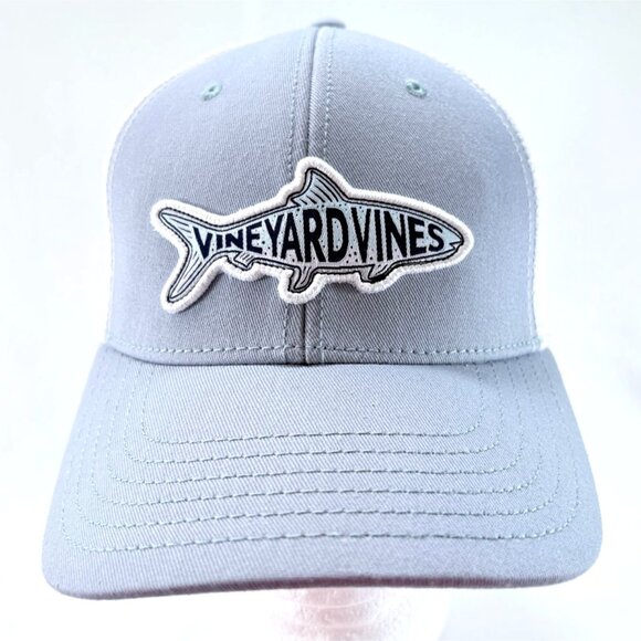 Vineyard Vines Lt Blue White Mesh Back Snapback Mens Trucker Baseball Cap Hat - Picture 2 of 10